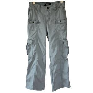 Hollister Low Rise Baggy Cargo Pants Gray Blue - Sz 26 Cotton Stretchy Waist